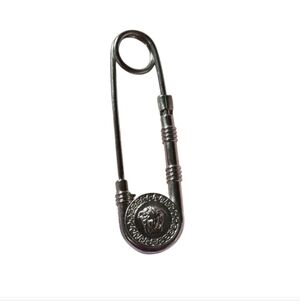Versace Safety Pin In Silver Tone
